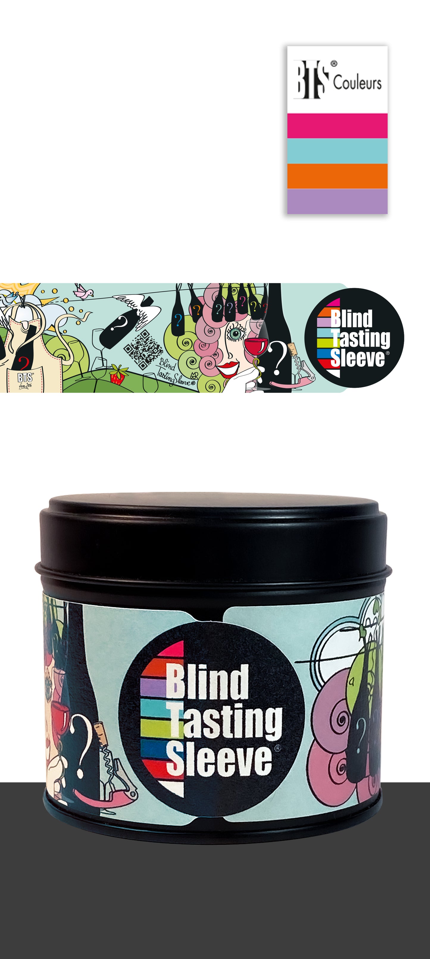 Boîte métallique noire 4 Blind Tasting Sleeve® 75 CL - Frutti
