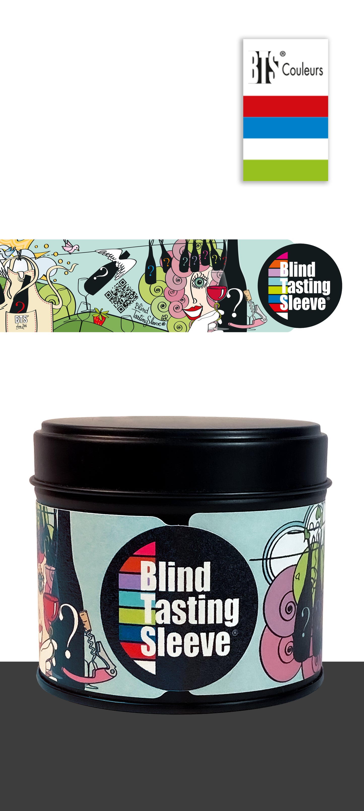Boîte métallique noire 4 Blind Tasting Sleeve® 75 CL - Tutti